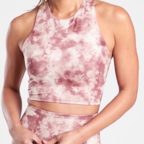 Athleta Pink Tie Dye Conscious Crop Top Size Small - Picture 1 of 6